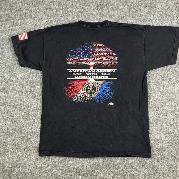 Bayside T-Shirt Mens XL Black Union Graphic Heavyweight  Pocket Tee - Picture 2 of 9
